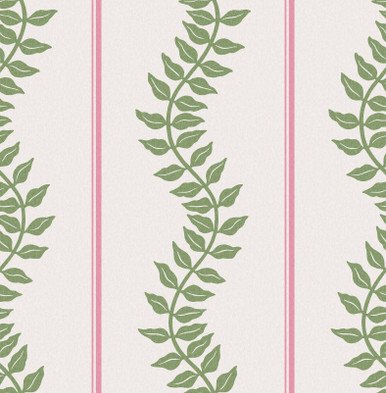 [130292-Sample] Laurel Leaf Stripe Pink & Green (130292) – Muestra