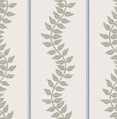 [130294-Sample] Laurel Leaf Stripe Sky & Green (130294) – Muestra